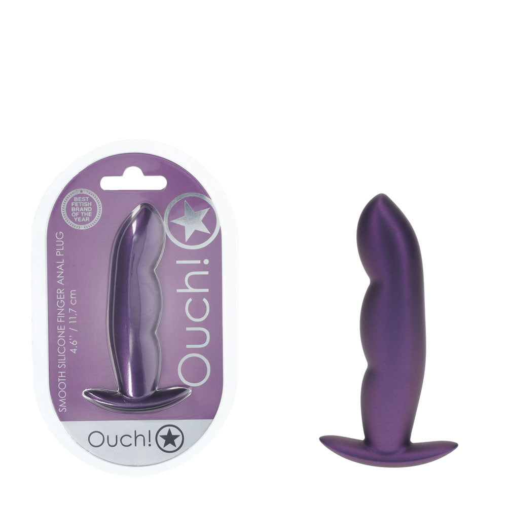 OUCH! Finger 11.7 cm Purple Metallic Butt Plug