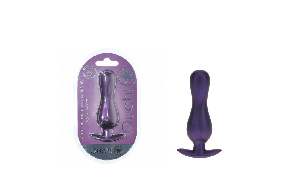 OUCH! Curvy 11.7 cm Purple Metallic Butt Plug