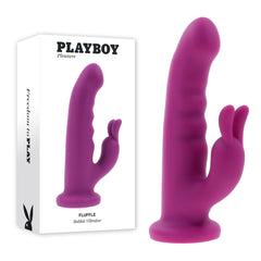 Playboy Pleasure FLUFFLE Rabbit Vibrating Dildo - Purple