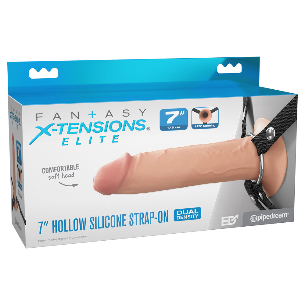 FX Elite 17.8 cm Silicone Hollow Strap-On - Flesh