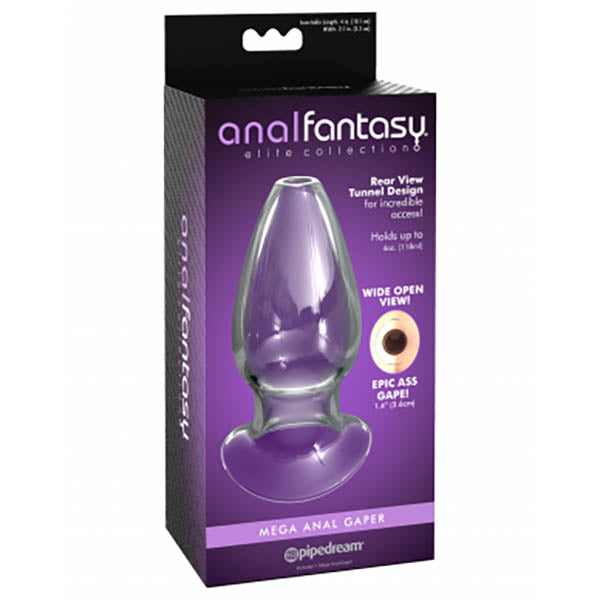 Anal Fantasy Elite Mega Anal Gaper - Clear Glass Hollow Butt Plug