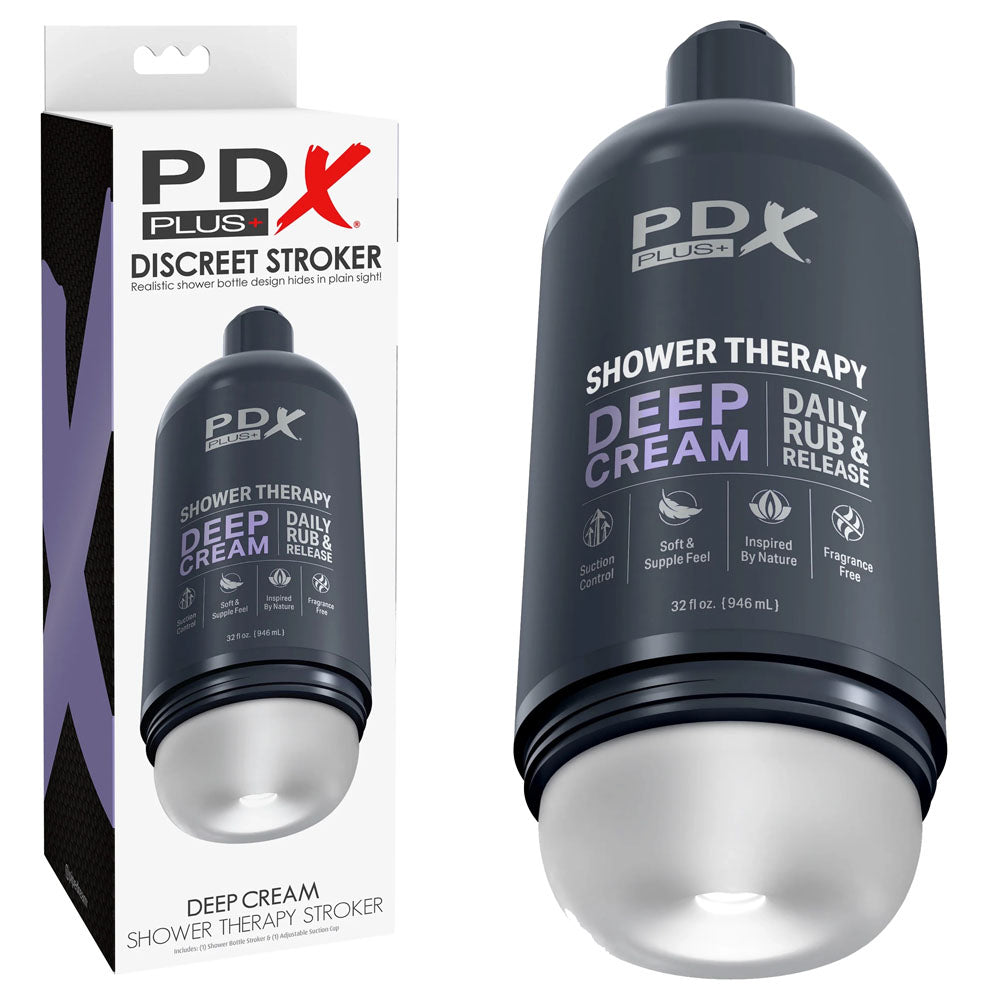 PDX Plus Shower Therapy Deep Cream Shower Masturbator - Frosted