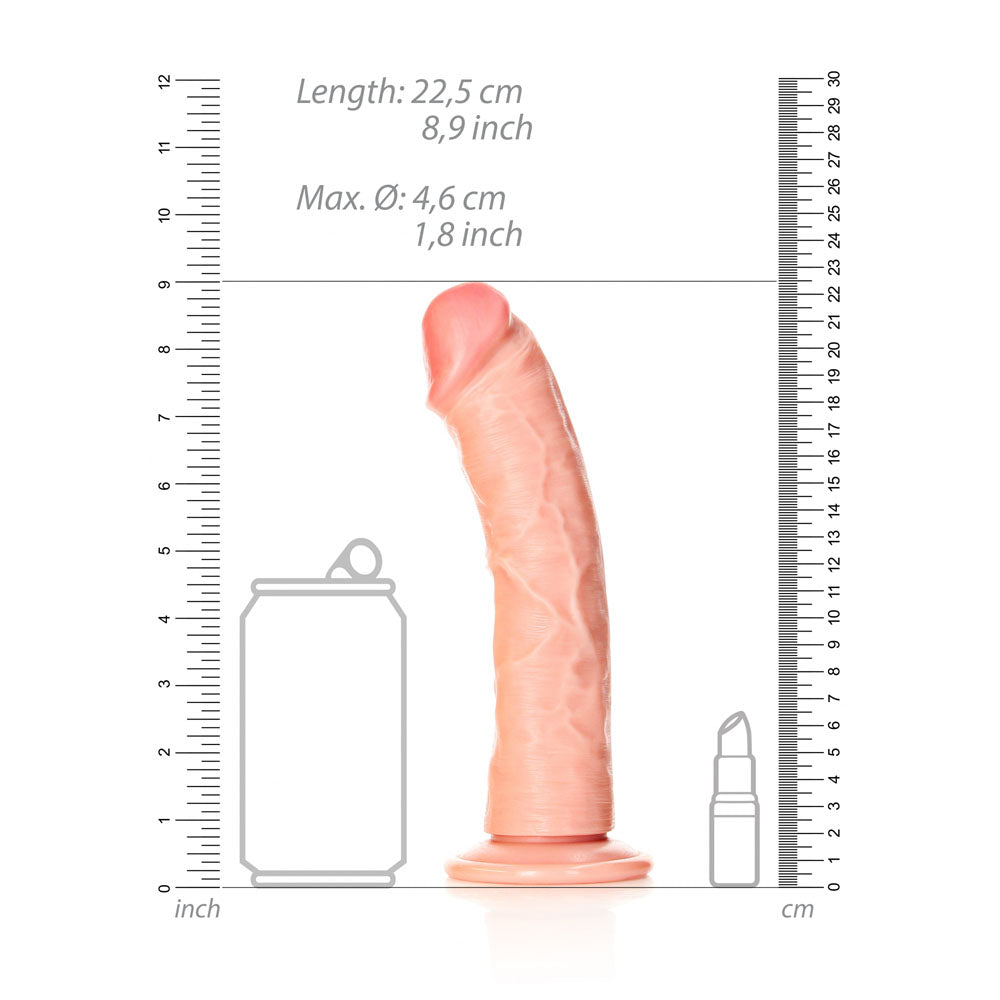 REALROCK Realistic Regular Curved Dildo with Suction Cup - 20 cm Flesh