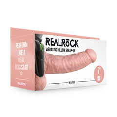 REALROCK 18 cm Vibrating Hollow Strap-On with Balls - Flesh