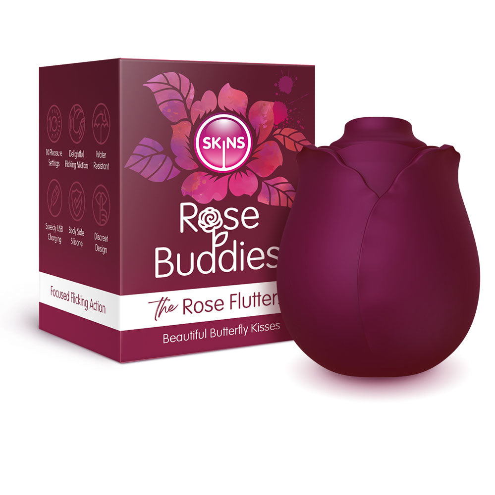 Skins Rose Buddies FLUTTERZ Clit Stim Rose - Maroon