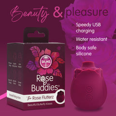 Skins Rose Buddies FLUTTERZ Clit Stim Rose - Maroon