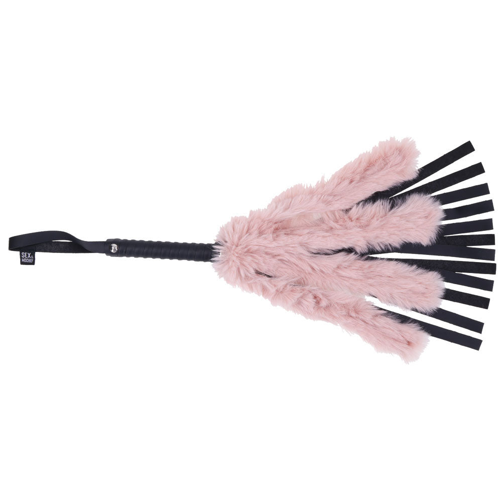 Faux Fur Flogger - Black with Pink