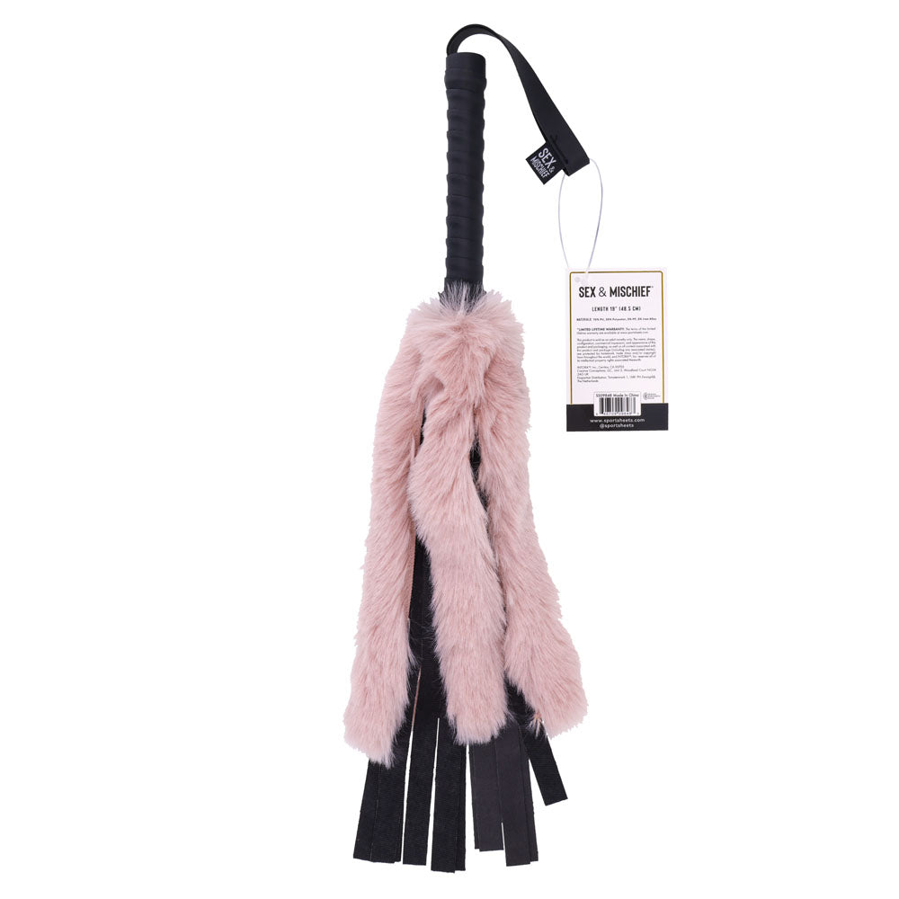 Faux Fur Flogger - Black with Pink