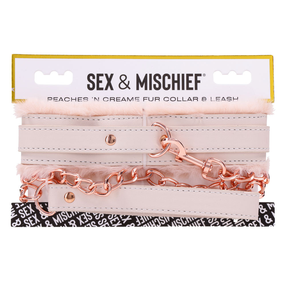 Sex & Mischief Peaches n Creame Fur Lined Collar & Leash