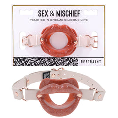 Sex & Mischief Peaches n Creame Silicone Lips Open Mouth Gag