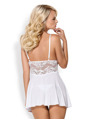 Classic Babydoll And Thong White  L/XL - Shhh...