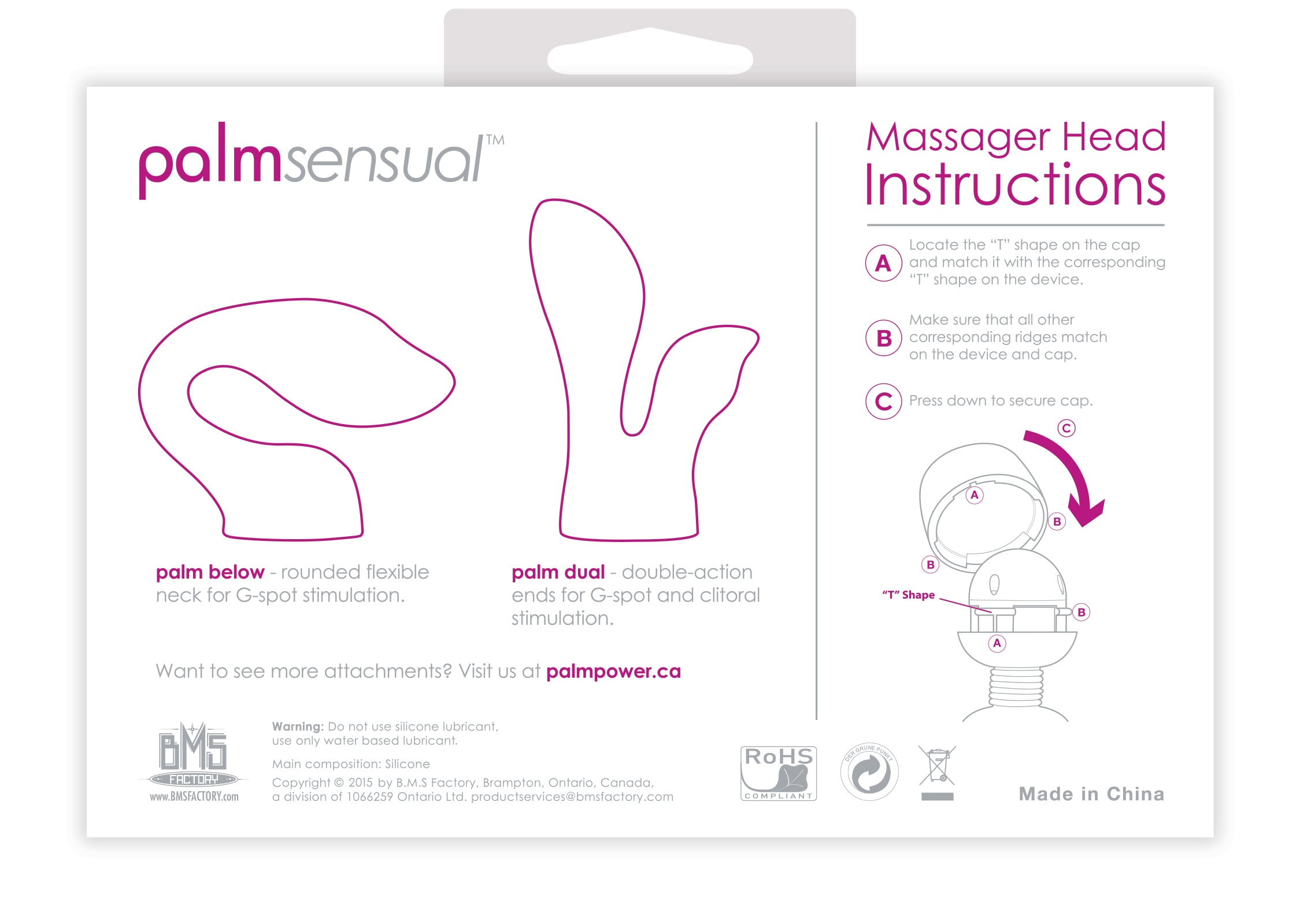 PalmSensual Massager Head accessory for PalmPower wand - Pink