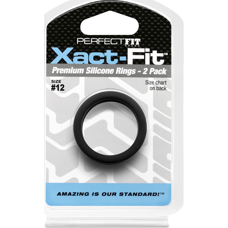 Xact-Fit Cock Rings #12 1.2in 2 Pk - Black