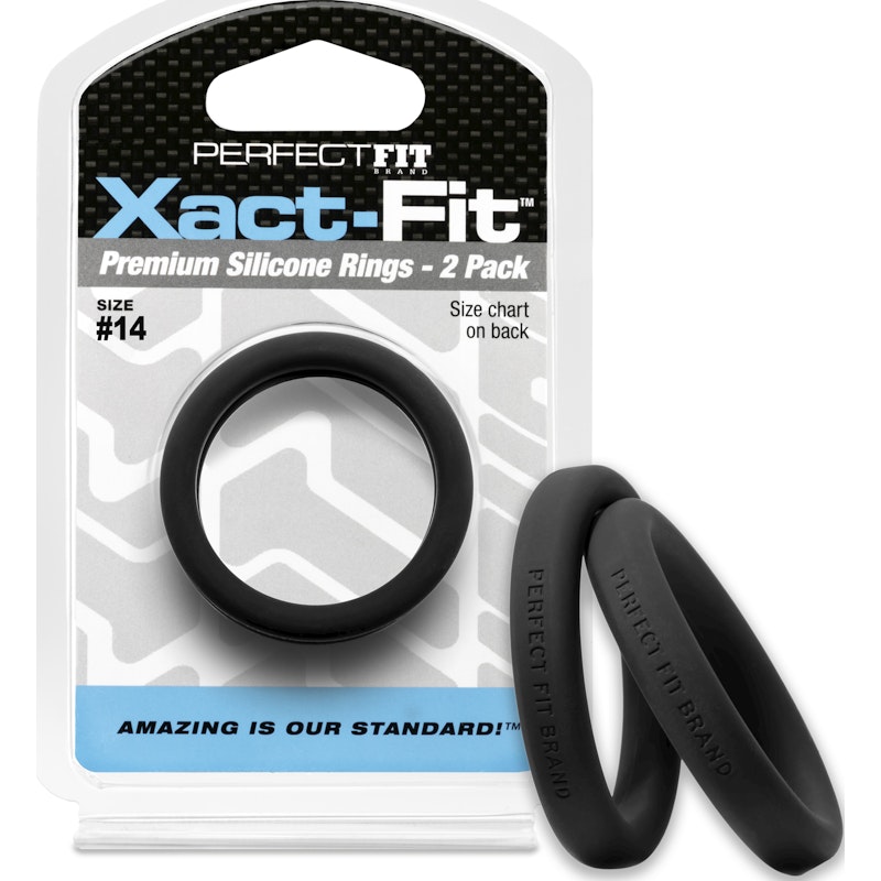 Xact-Fit Cock Rings #14 1.4in 2 Pk - Black