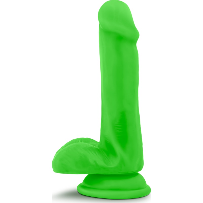 Neo Dual Density Cock Dildo With Balls 6 Inch Neon Green