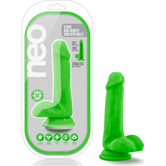 Neo Dual Density Cock Dildo With Balls 6 Inch Neon Green