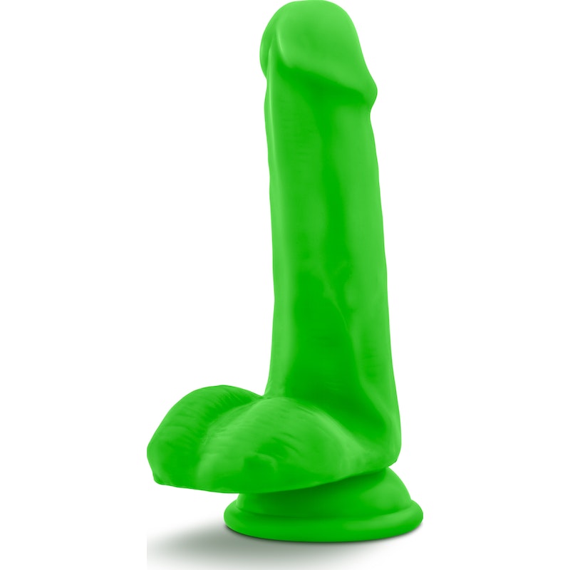 Neo Dual Density Cock Dildo With Balls 6 Inch Neon Green