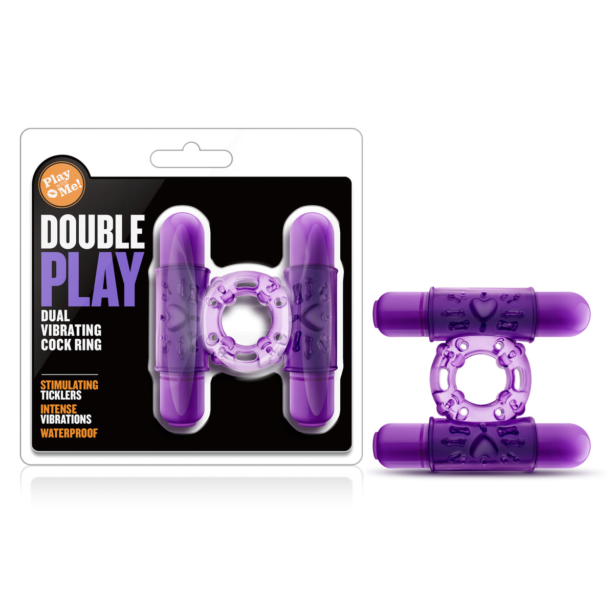 Play With Me Double Play Dual Vibrating Cock Ring Purple