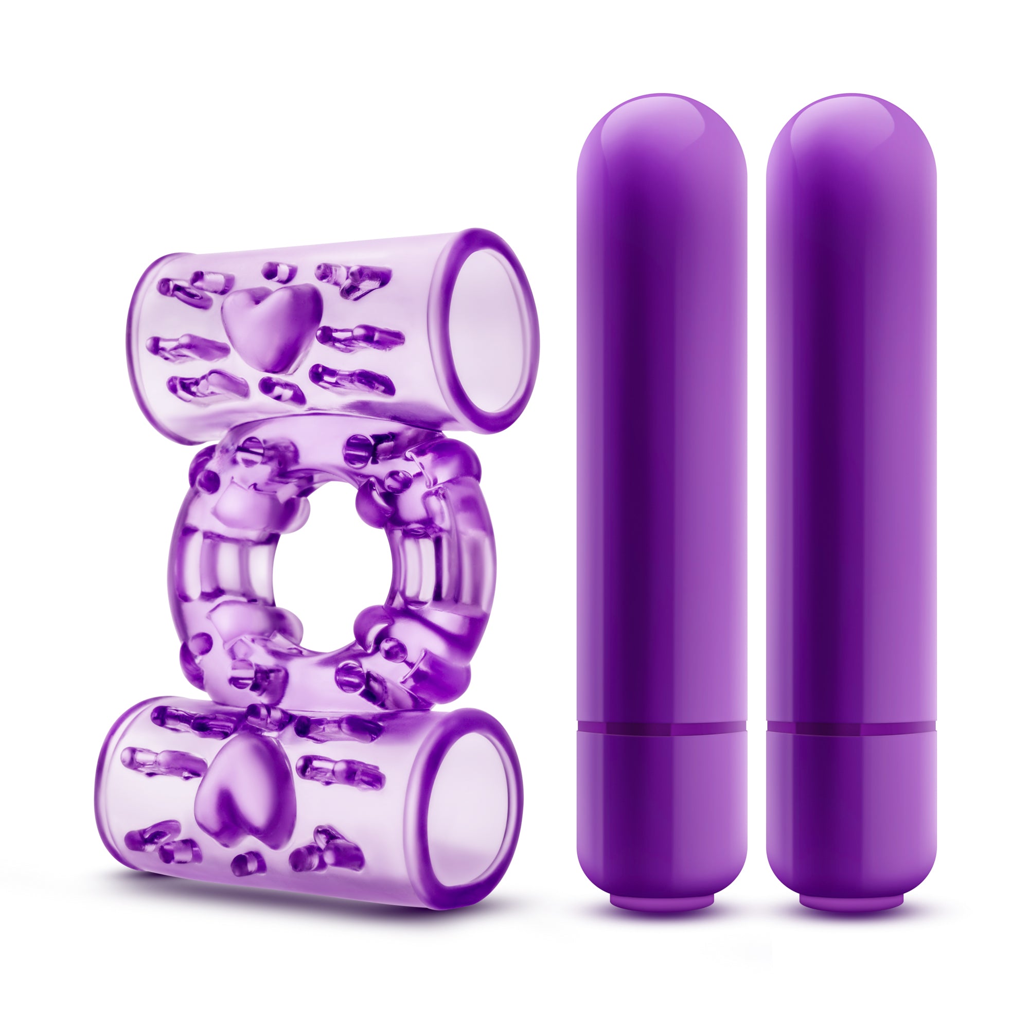 Play With Me Double Play Dual Vibrating Cock Ring Purple