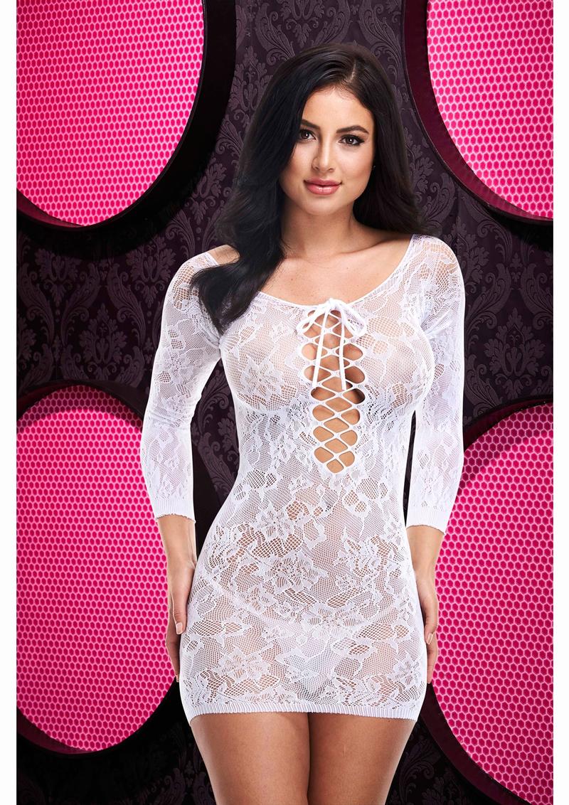 Lace Off The Shoulder Mini Dress White OS