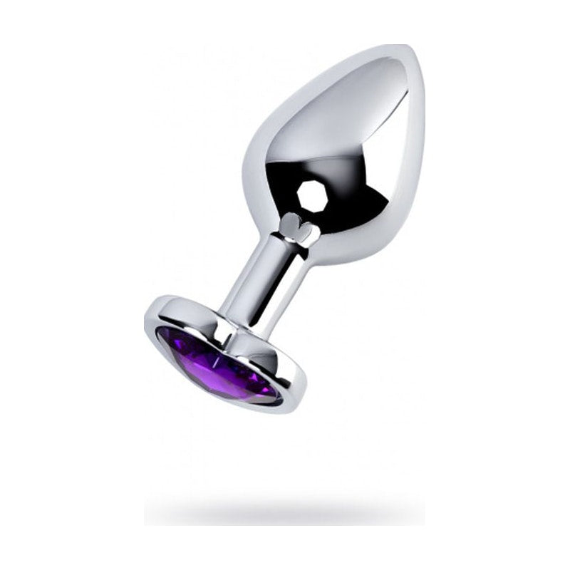 Silver Metal Anal Plug w Amethyst Crystal