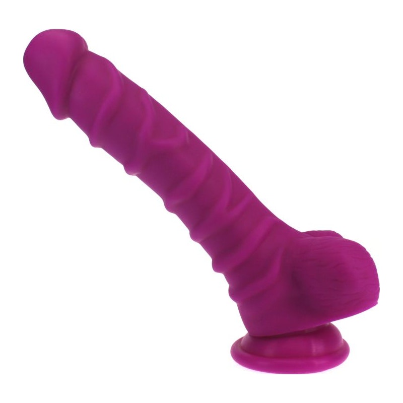 Realistic Dildo Ridged Shaft w Balls Pink