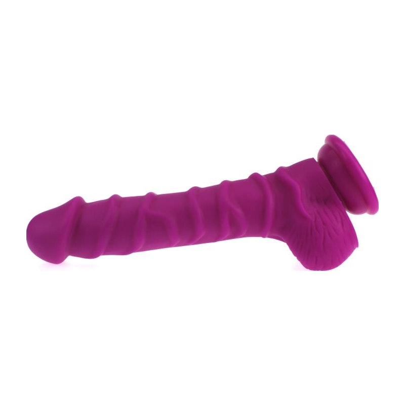 Realistic Dildo Ridged Shaft w Balls Pink