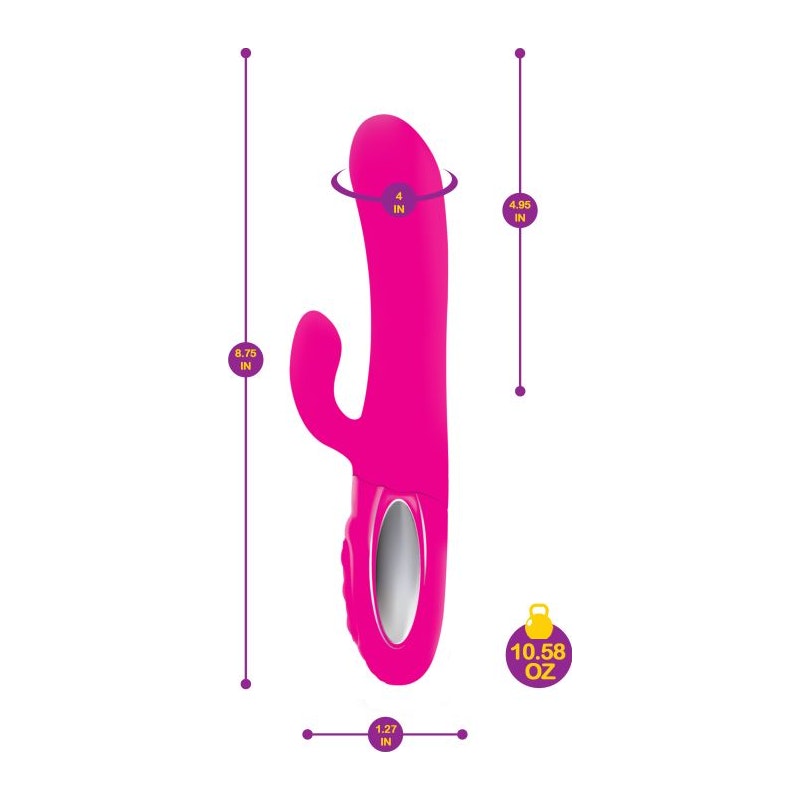 Viben Hypnotic Thrusting Rabbit Vibe w Swinging Clit Stim Hot Pink