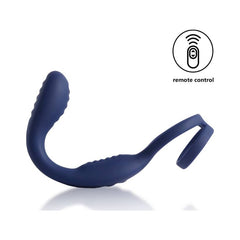 VibraDuo Vibrating Anal Probe and Perineum Stim with Cockring - Blue