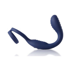 VibraDuo Vibrating Anal Probe and Perineum Stim with Cockring - Blue