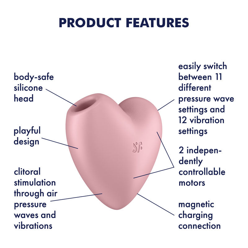 Satisfyer Cutie Heart Air Pulse Clit sucker - Light Red