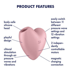 Satisfyer Cutie Heart Air Pulse Clit sucker - Light Red