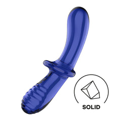 Satisfyer Double Crystal Glass Dildo - Blue