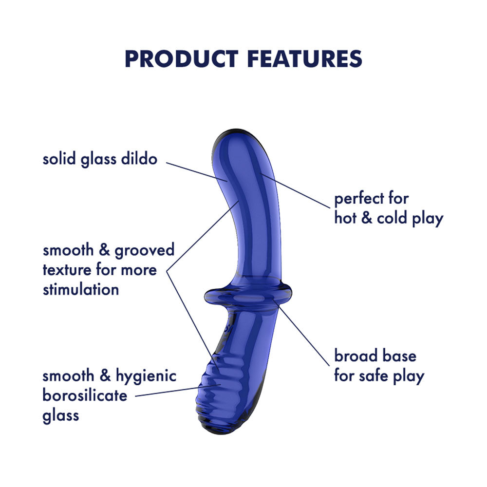 Satisfyer Double Crystal Glass Dildo - Blue