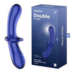 Satisfyer Double Crystal Glass Dildo - Blue