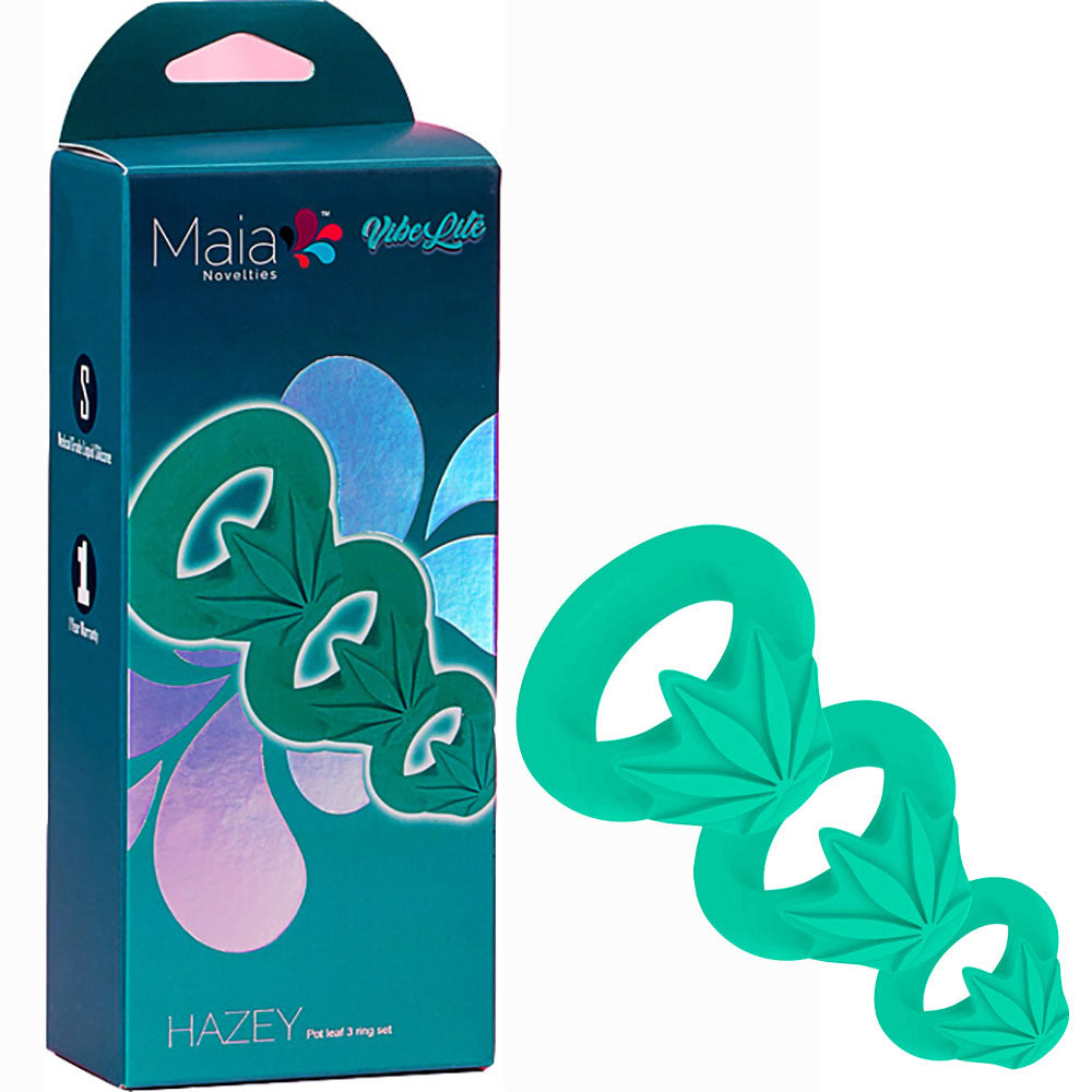 Maia HAZEY 3pc Novelty Cock Rings Set - Green Hemp