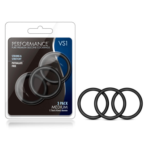 Performance VS1 Pure Premium Silicone Cockrings -  Medium Cock Rings - Set of 3