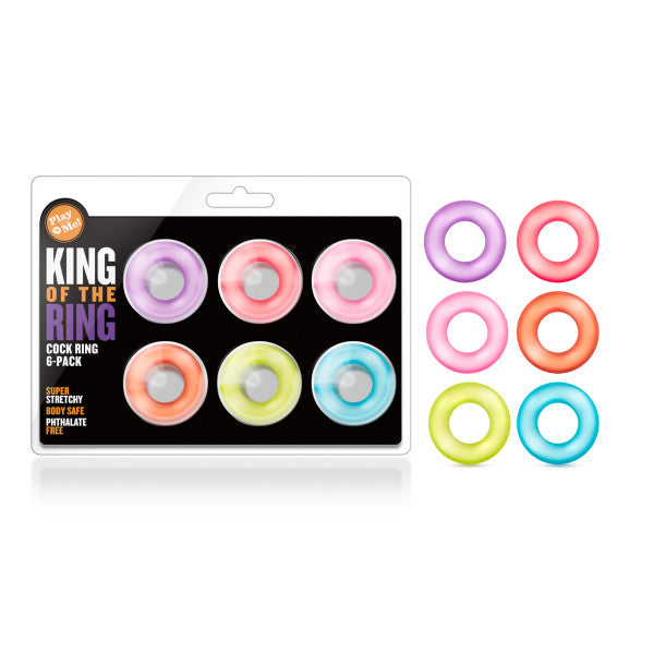 Play With Me - King of the Ring Coloured Cock Rings - Set of 6