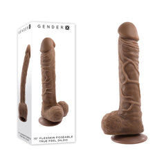 Gender X FLEXSKIN POSEABLE TRUE FEEL Dildo - 25cm Dark Skin