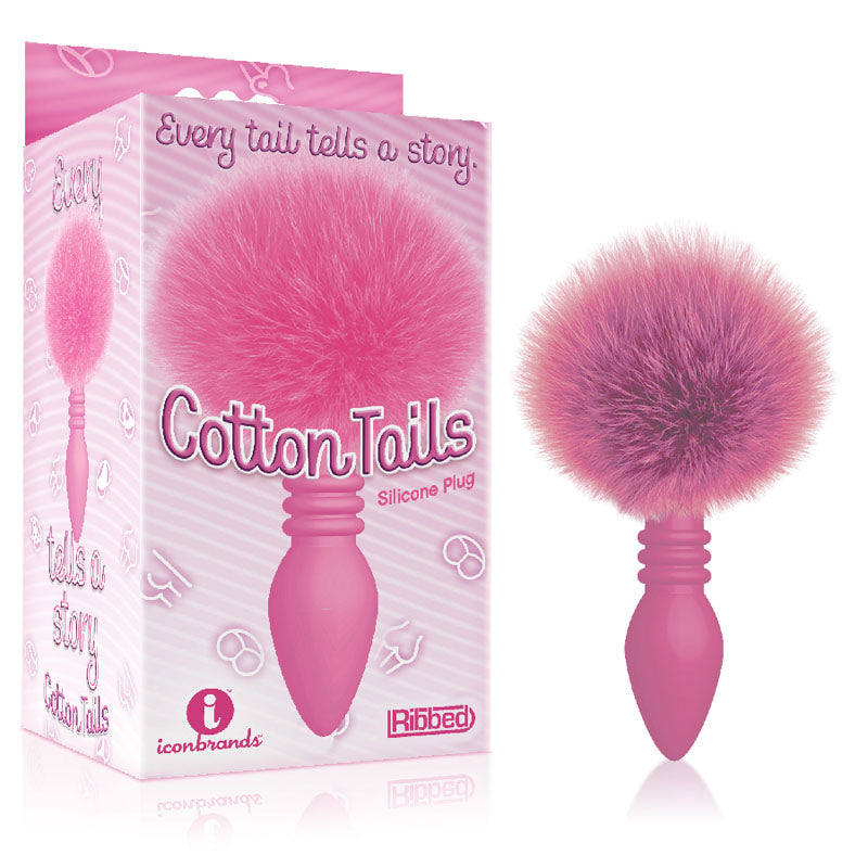 The 9's Cottontails Ribbed Butt Plug with Bunny Tail PINK