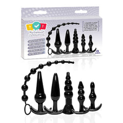 Try-Curious Anal Plug Kit - Black Anal Kit - Set of 6