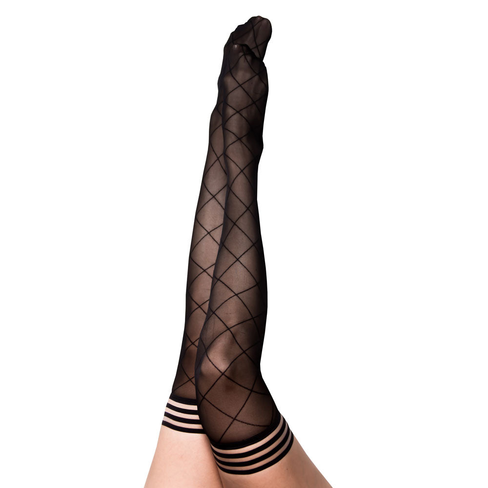 Kixies ANNA Sheer  Diamond Thigh Highs - Size B