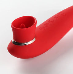 Maia Destiny - USB Rechargeable Suction Fluttering Tongue Vibrator Wand RED