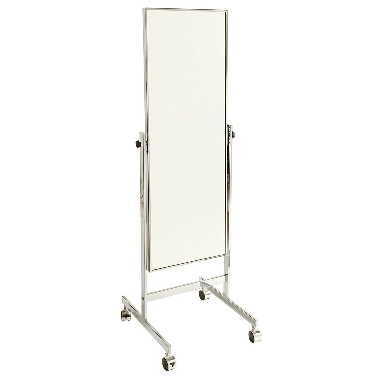 Mirror on wheels with adjustable angle Chrome frame