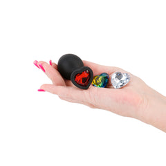 Glams Xchange Heart Base Butt Plug with interchangeable Gem Inserts - Medium