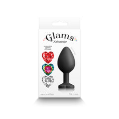 Glams Xchange Heart Base Butt Plug with interchangeable Gem Inserts - Medium