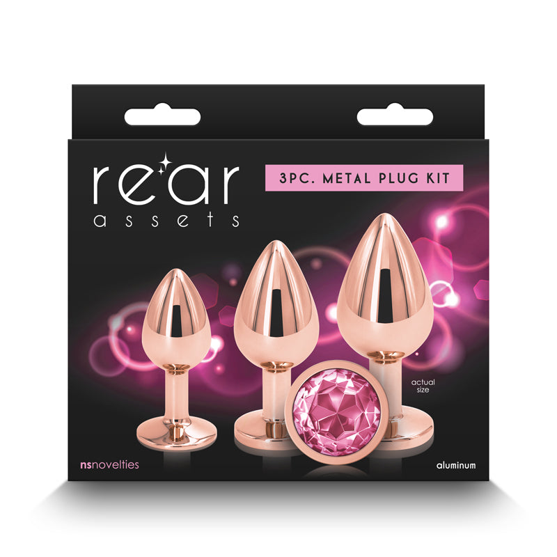 Rear Assets Trainer Metallic Butt Plug Kit - Pink Gem Insert