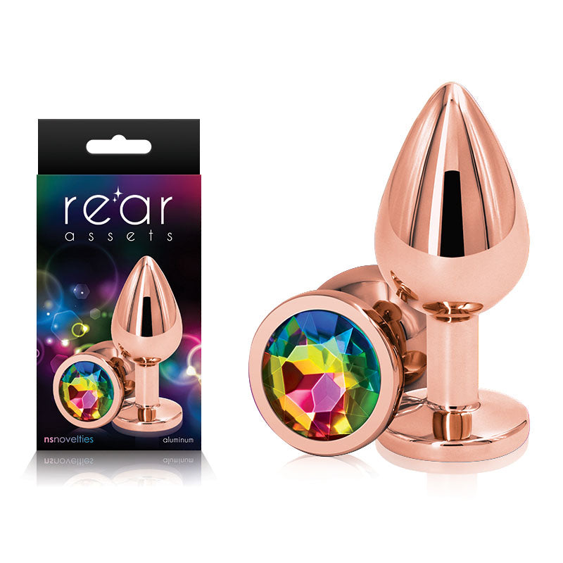 Rear Assets Butt Plug with Colour Insert - Rose Gold Medium