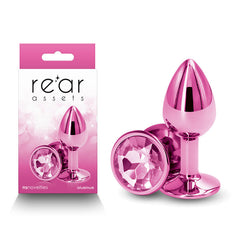 Rear Assets Butt Plug with Crystal Insert - Pink Small