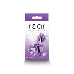 Rear Assets Butt Plug with Crystal Insert - Purple Small